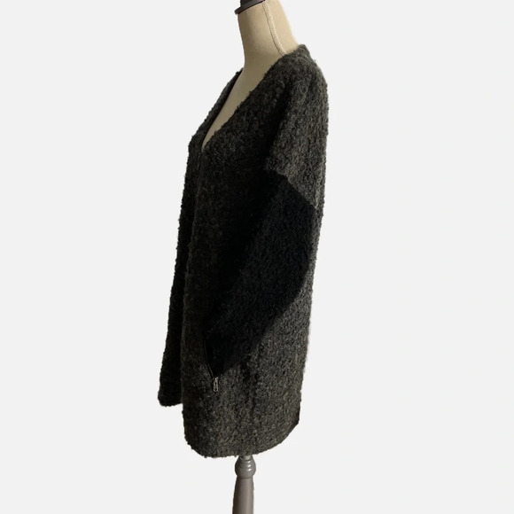 Soyaconcept Women’s Longline Sweater Large Zip Up Teddy Bear Gray Black - Picture 5 of 13